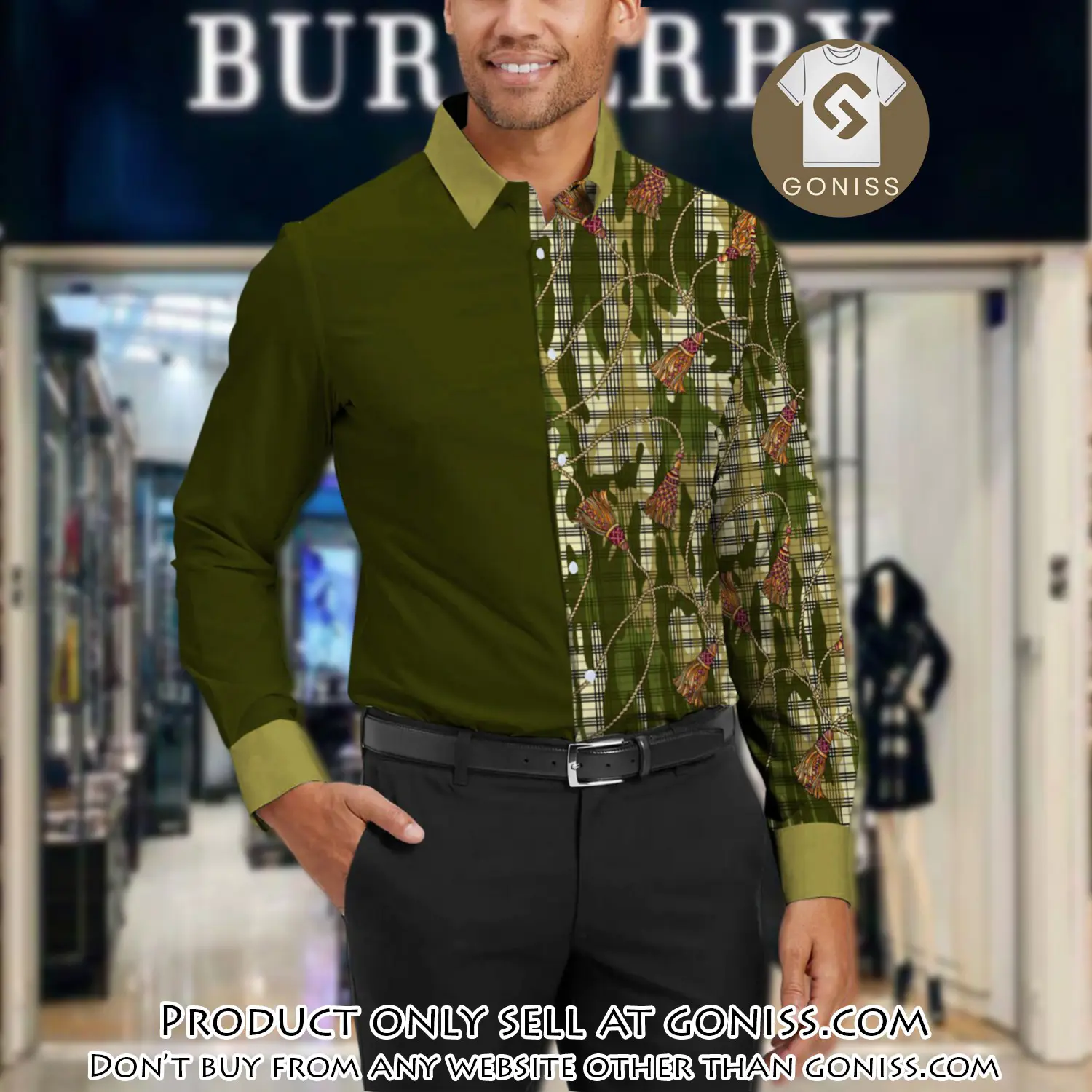 Burberry long sleeves button down shirt for elegant men lsb1008 gn1003107